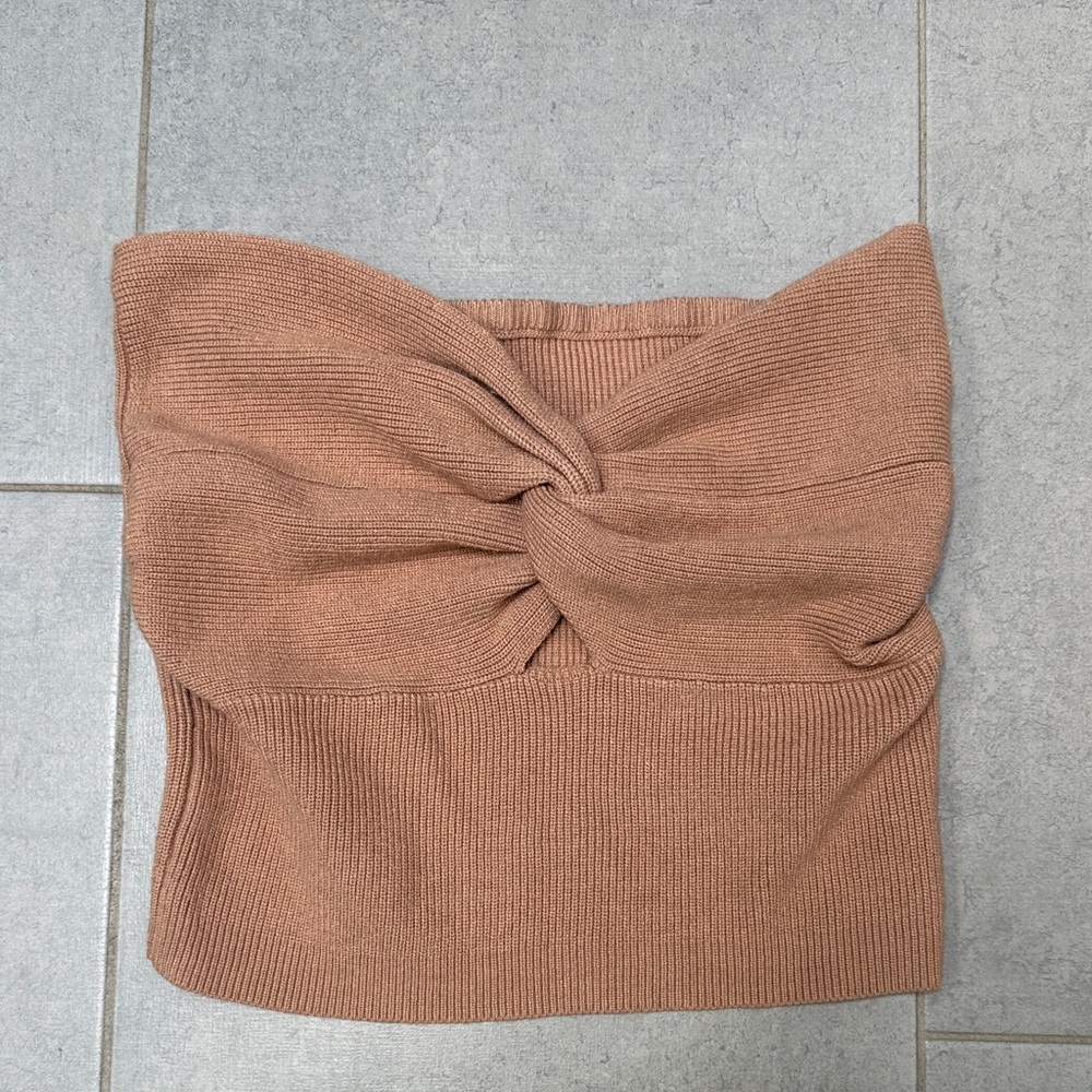 Tan Knitted Tube Top